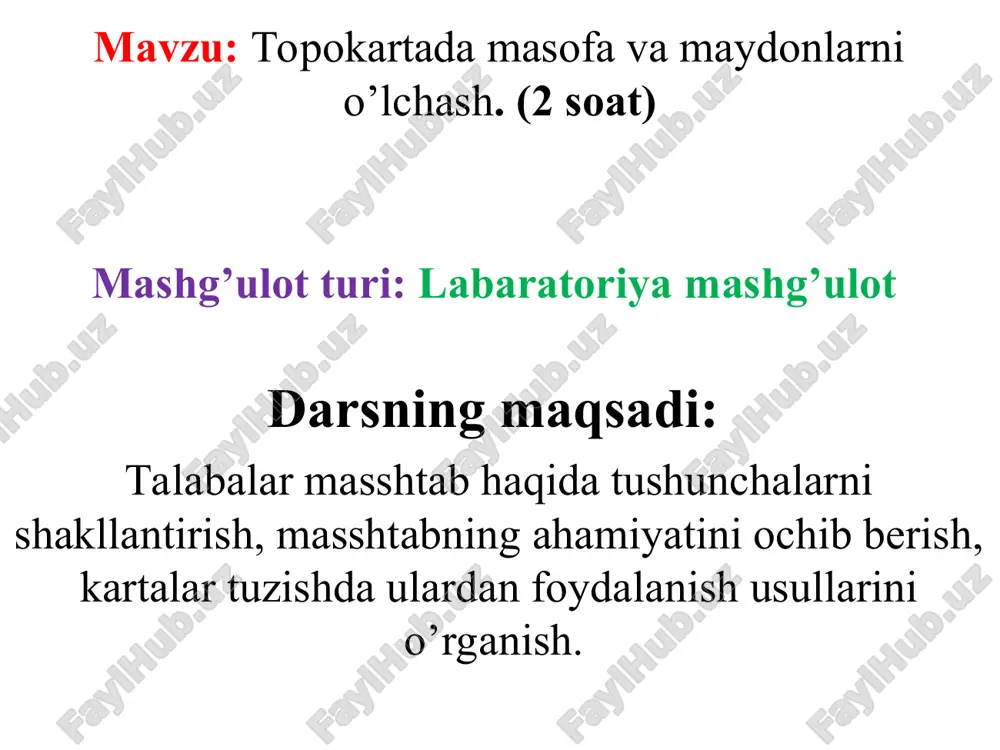 topokartada masofa va maydonlarni o’lchash — PPT