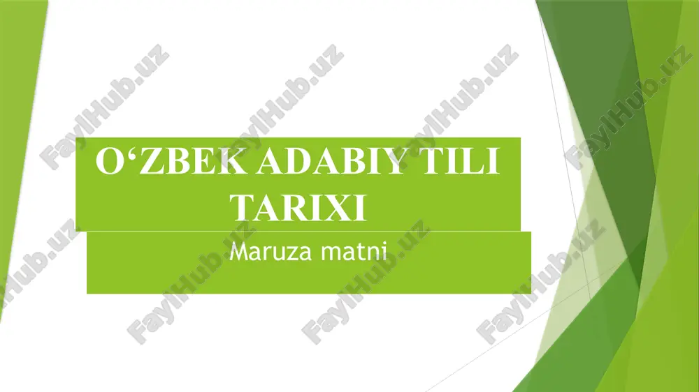 o‘zbek adabiy tili tarixi — PPTX