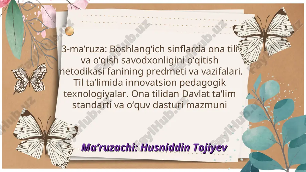 ona tili va o‘qish savodxonligini o‘qitish metodikasi — PPT