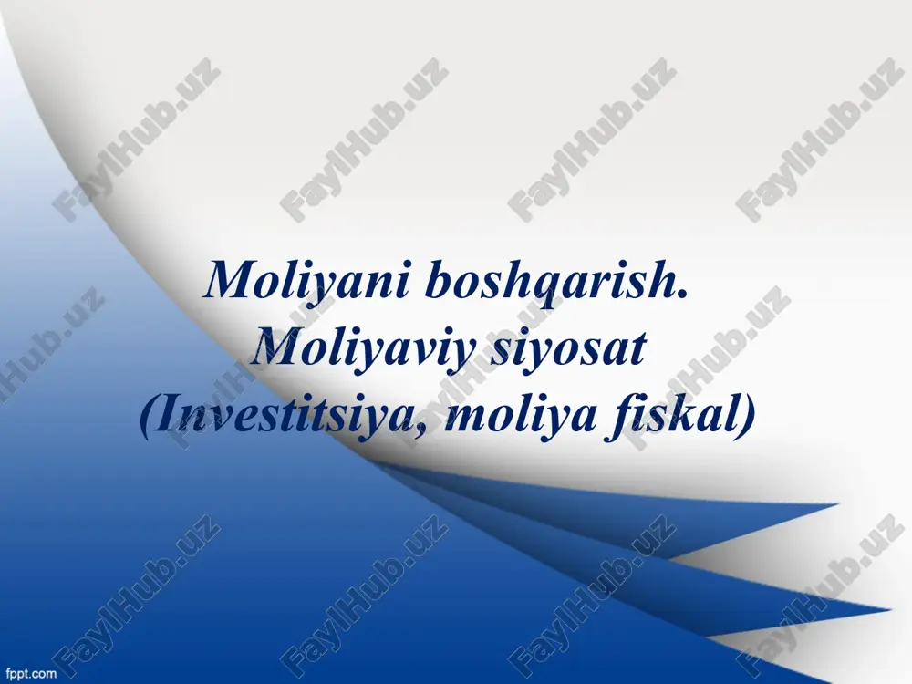 moliyani boshqarish — PPT