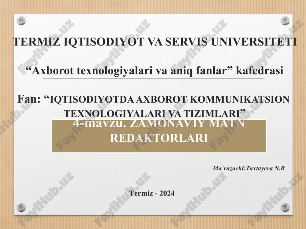 matnli rеkdaktorlari — PPT