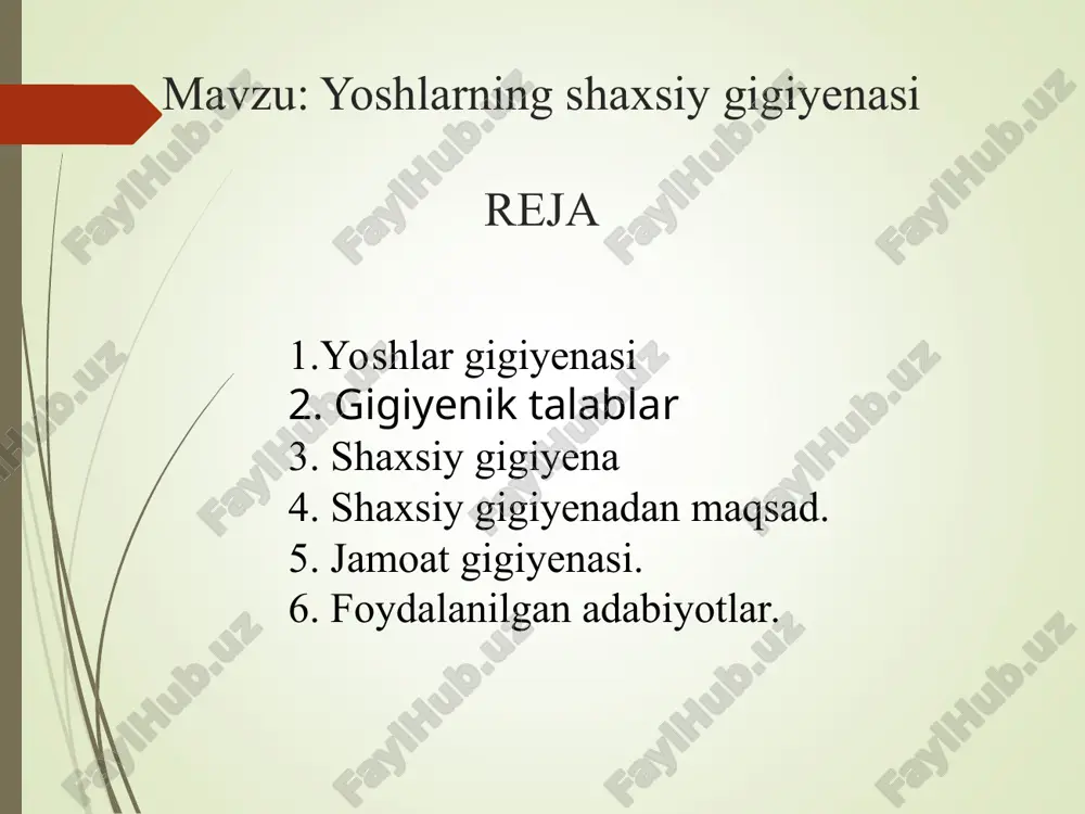 14. yoshlarning shaxsiy gigiyenasi. taqdimot 11 bet. — PPT