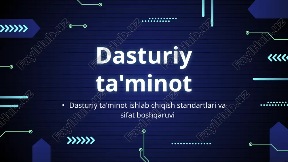 dasturiy ta'minot ishlab chiqish standartlari va sifat boshqaruvi — PPTX