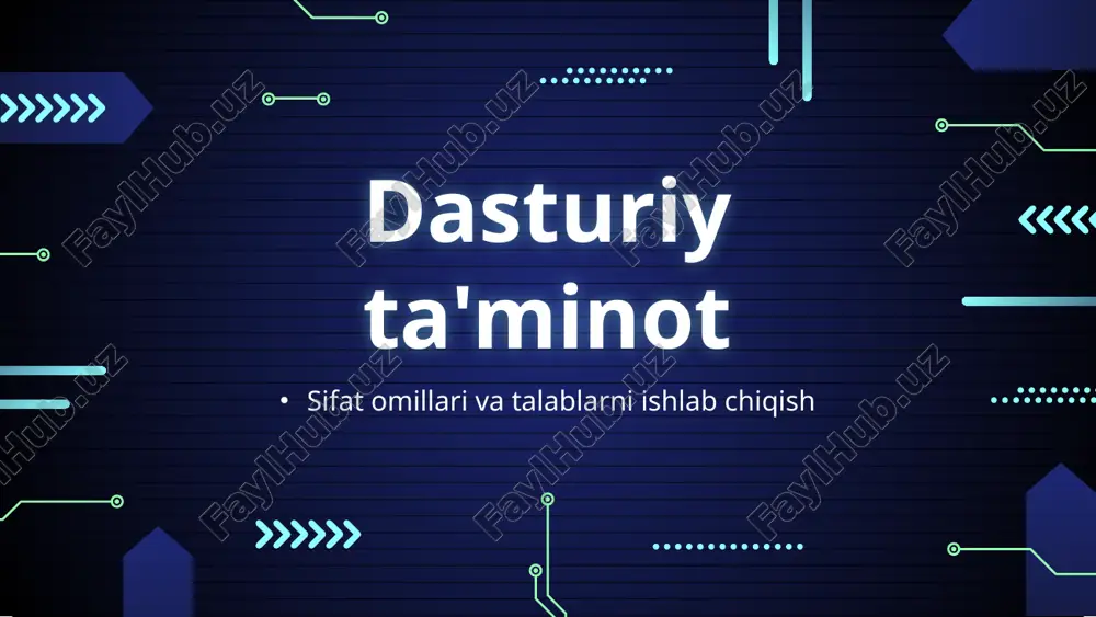 sifat omillari va talablarni ishlab chiqish — PPTX