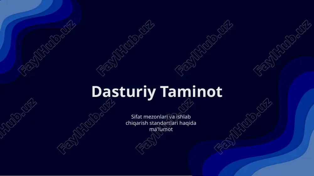 sifat mezonlari va ishlab chiqarish standartlari haqida ma'lumot — PPTX