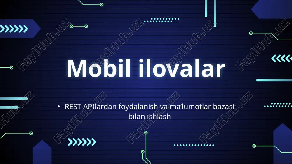 rest apilardan foydalanish va ma’lumotlar bazasi bilan ishlash — PPTX