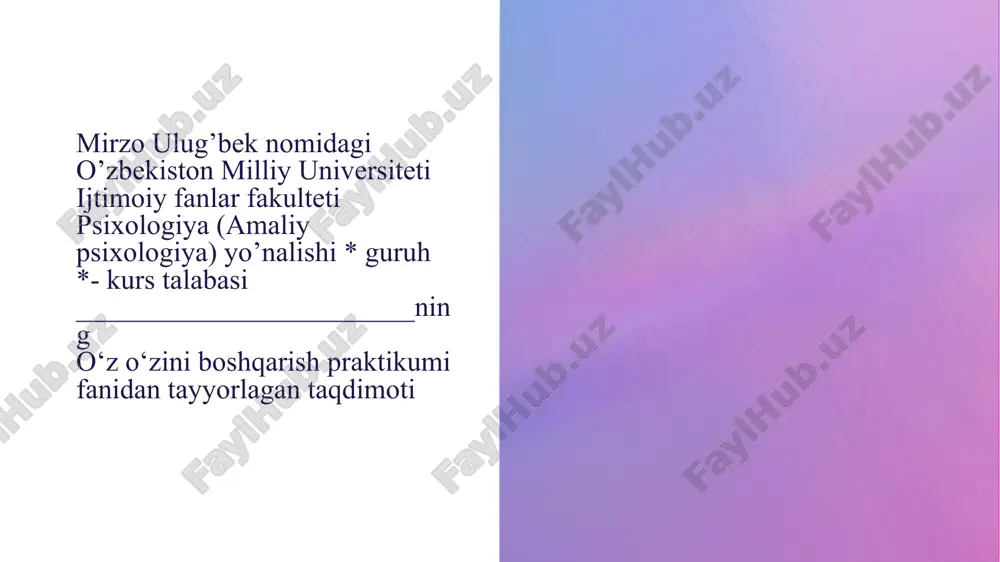 psixik faoliyatning psixologik regulyatsiyasi — PPTX
