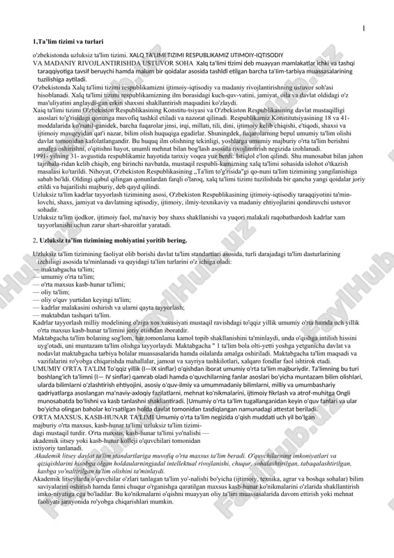 ta’lim tizimi va turlari — DOCX