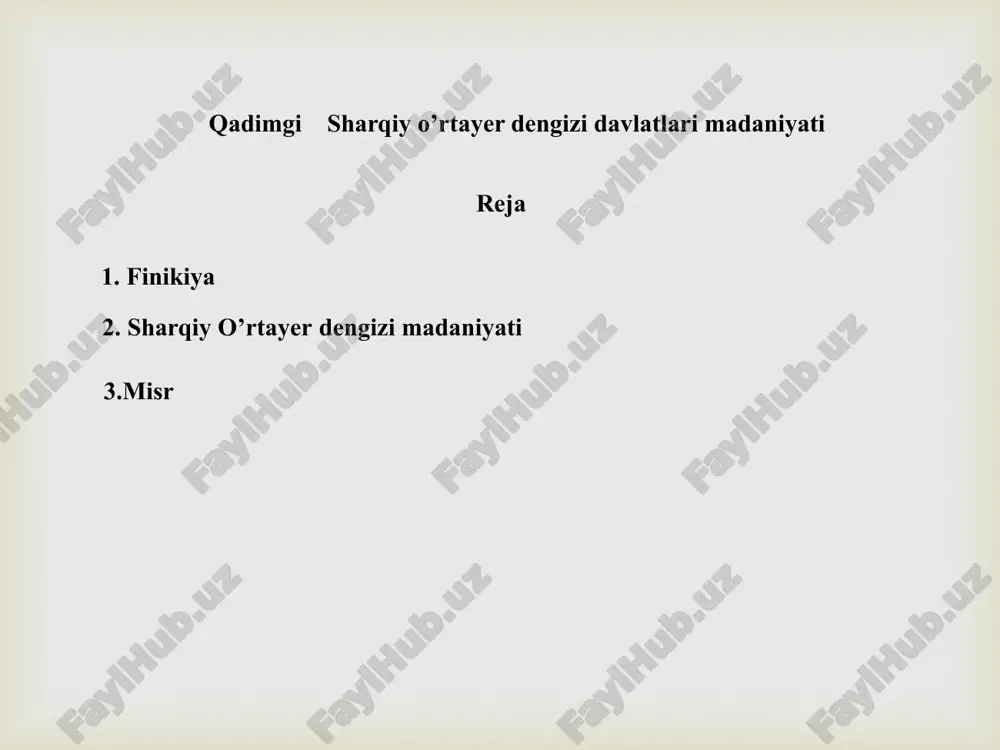 sharqiy o'rta yer dengizi madaniyati — PPTX