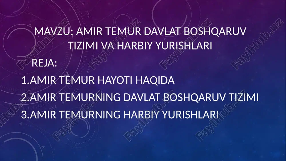 amir temur davlat boshqaruv tizimi va harbiy yurishlari — PPTX