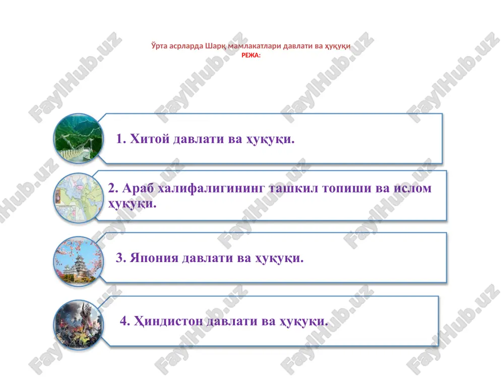 ўрта асрларда шарқ мамлакатлари давлати ва ҳуқуқи — PPTX