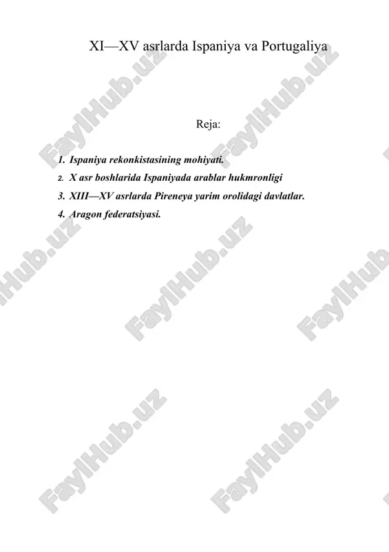 xi—xv asrlarda ispaniya va portugaliya — DOCX