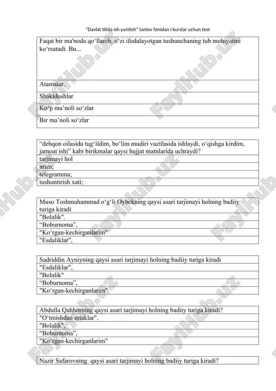 davlat tilida ish yuritish test yakuniy.doc — DOC