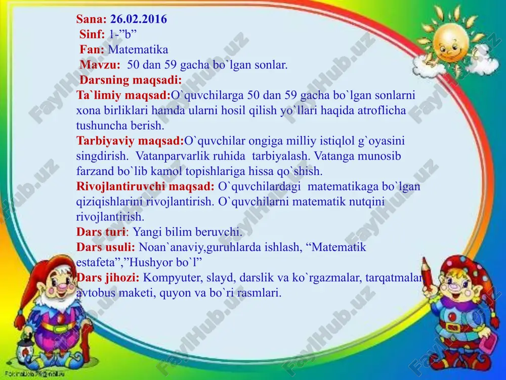 matematika fanidan dars — PPTX