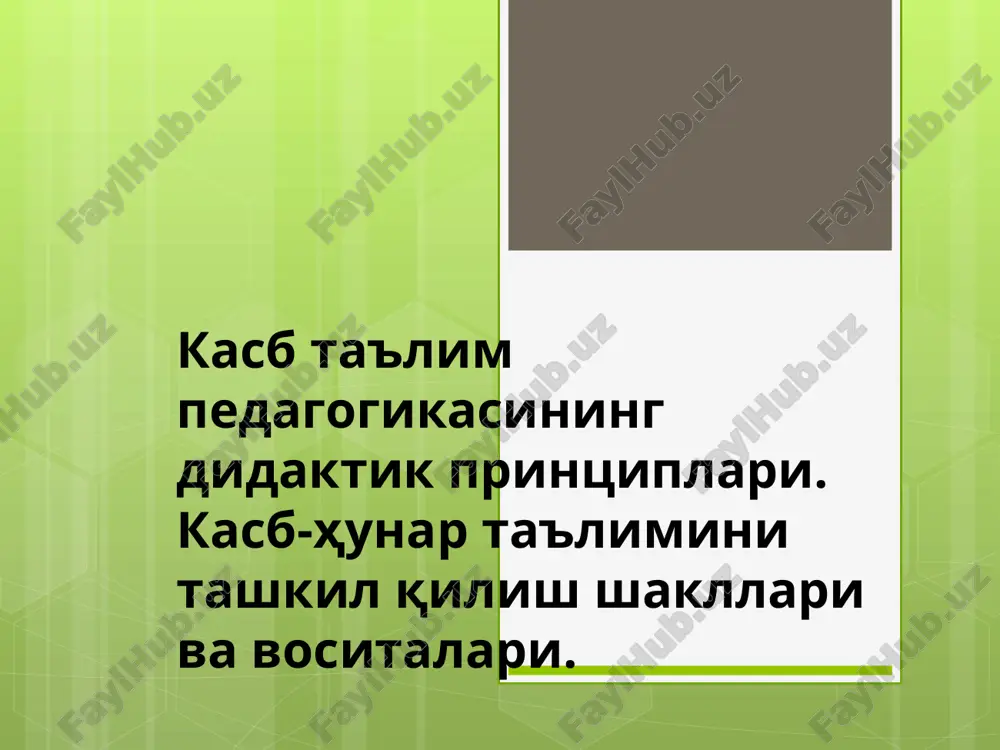 kasb ta'lim pedagogikasi — PPT