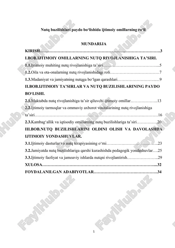 nutq buzilishlari paydo bo‘lishida ijtimoiy omillarning ro‘li — DOCX
