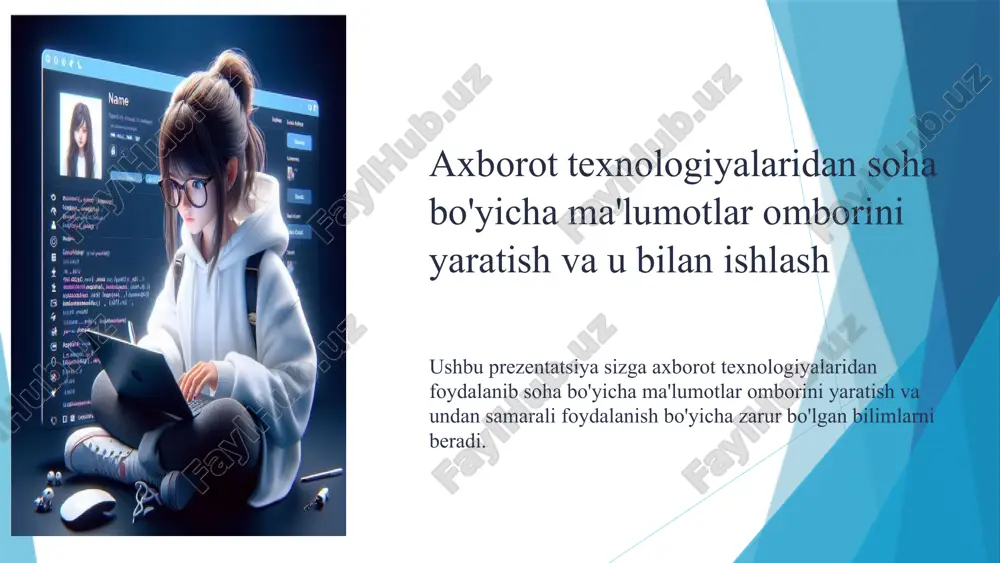 ma'lumotlar ombori yaratish va boshqarish — PPTX
