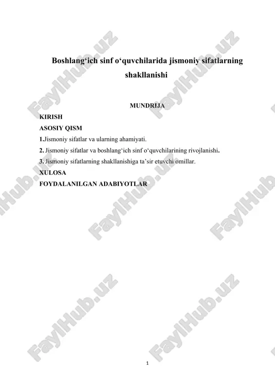 jismoniy sifatlar va ularning ahamiyati — DOCX