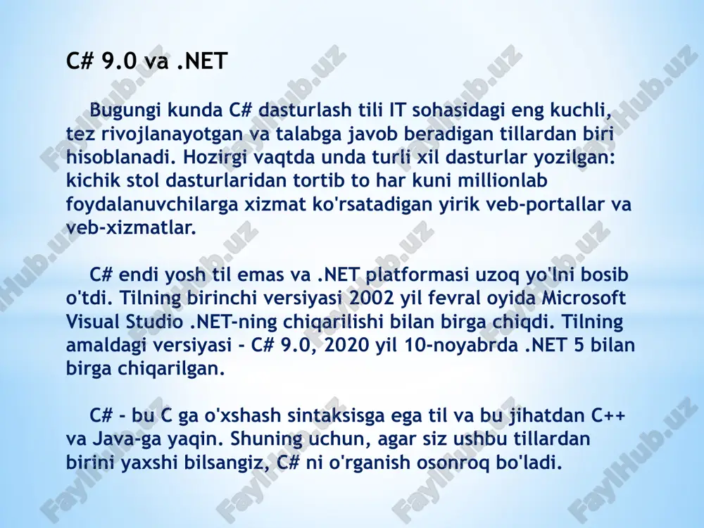 c# 9.0 va .net — PPTX