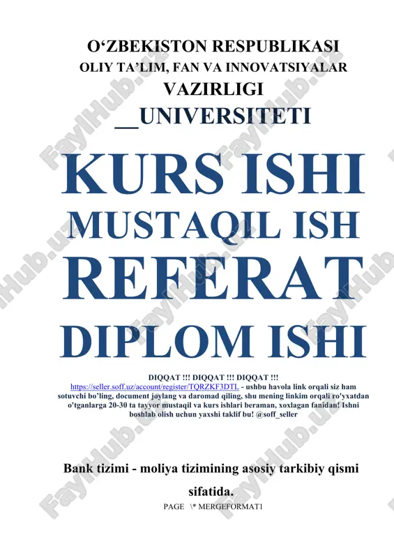 bank tizimi — DOCX