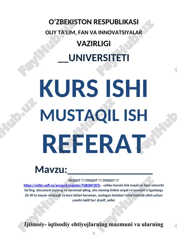 ijtimoiy-iqtisodiy ehtiyojlar va ularning turkumlanishi — DOCX