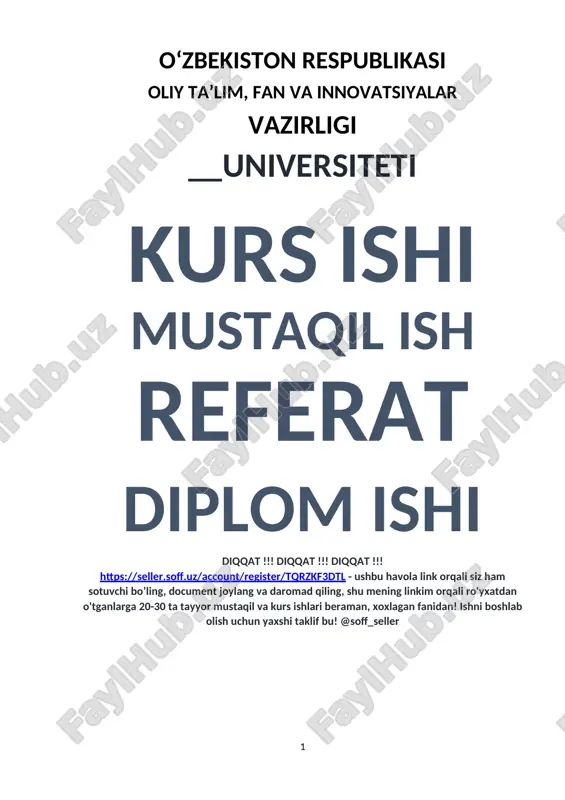 infratuzilmaning o'rni — DOCX