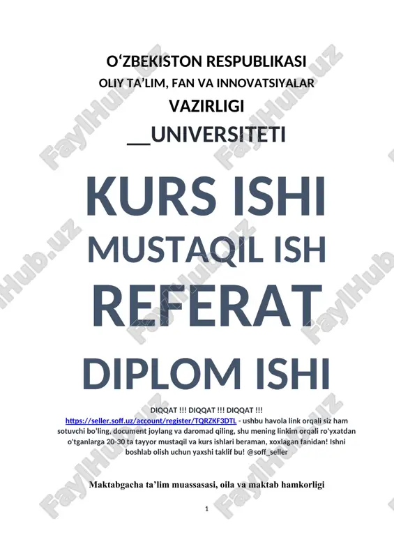 maktabgacha ta’lim muassasasi, oila va maktab hamkorligi — DOCX