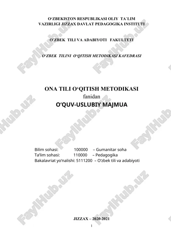 o‘zbek tilini o‘qitish metodikasi — DOCX