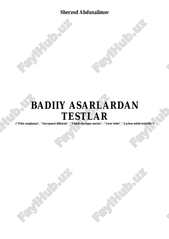"oltin zanglamas" romanidan testlar — PDF