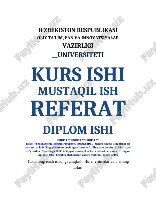 tuzlarning erish issiqligi aniqlash — DOCX