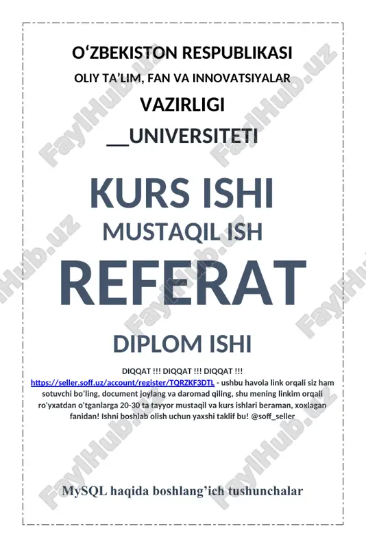 mysql haqida boshlang’ich tushunchalar — DOCX