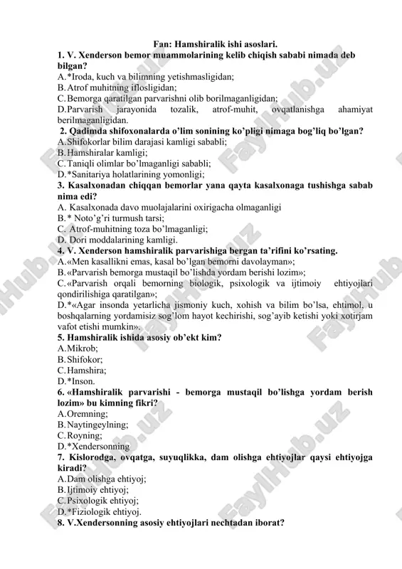 hamshiralik ishi asoslari — DOCX