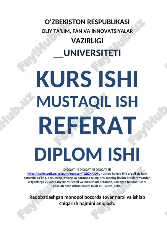 ishlab chiqarish hajmini aniqlash referati — DOCX