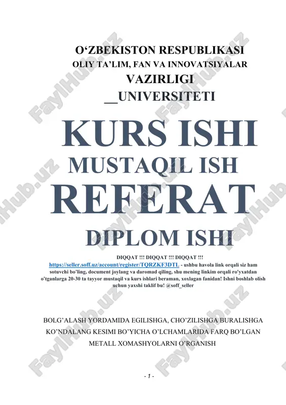 metall xomashyolar — DOCX