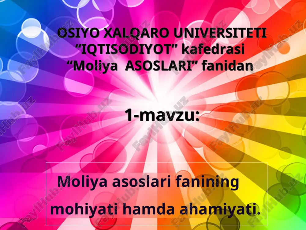 moliya asoslari — PPT