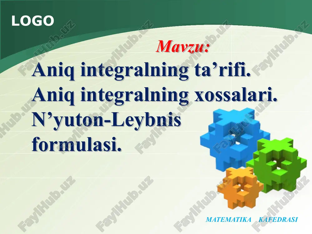 matematik analizdan ma’ruzalar i — PPT