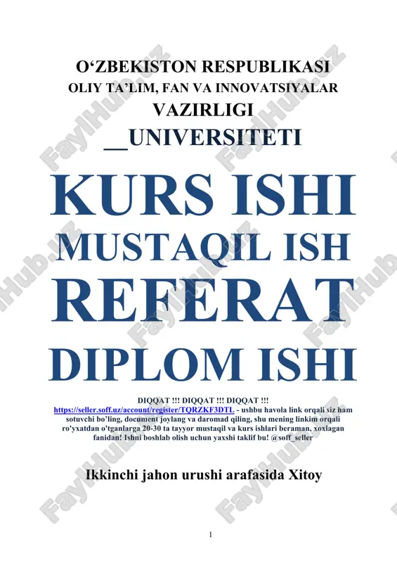 xitoyning birinchi fuqarolar urushi — DOCX