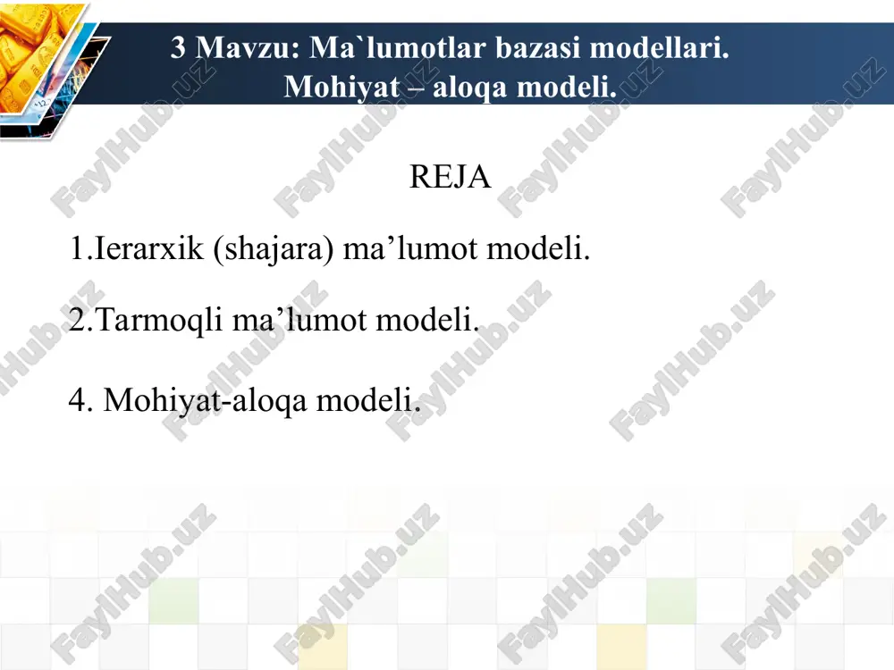 ma'lumotlar bazasi modellari — PPT