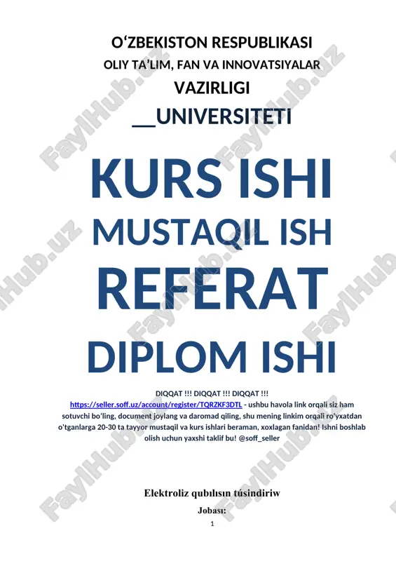 elektroliz qubılısı — DOCX