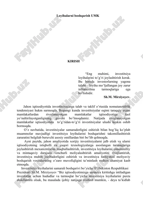 loyihalarni boshqarish umk — DOCX