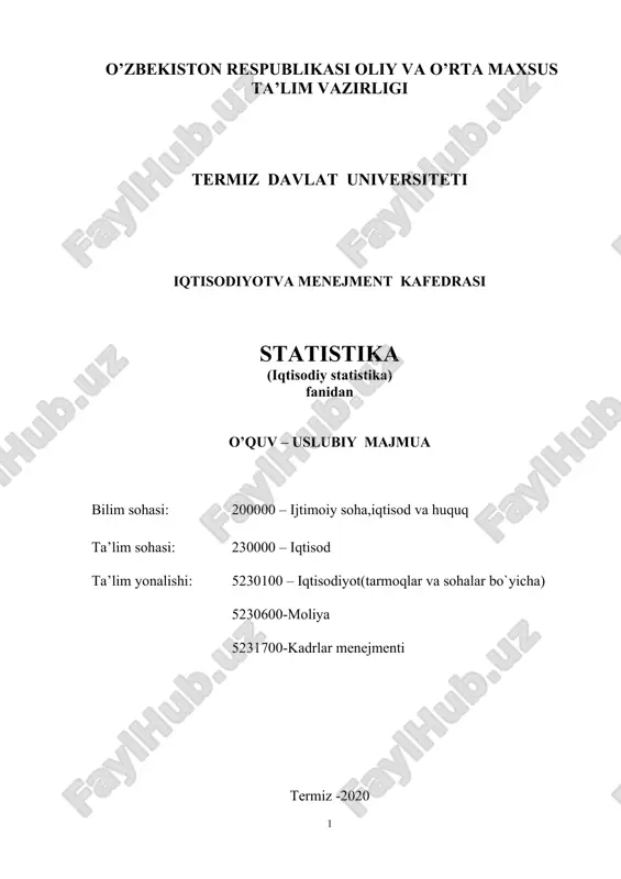 o’zbekiston respublikasi oliy va o’rta maxsus ta’lim vazirligi — DOCX