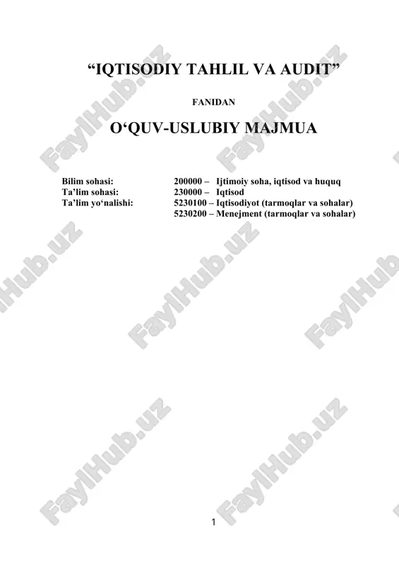 iqtisodiy tahlil va audit — DOCX