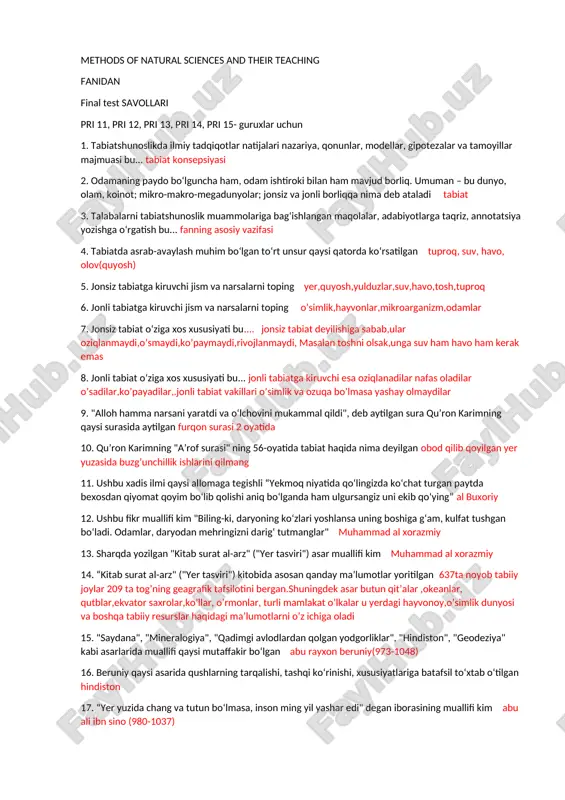 methods of natural sciences and their teaching — DOCX