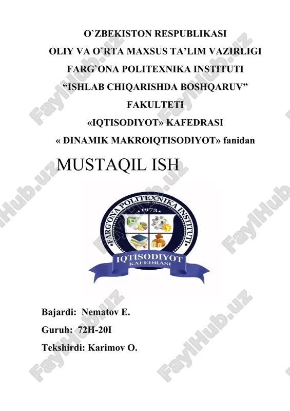 dinamik makro iqtisodiyot — DOCX