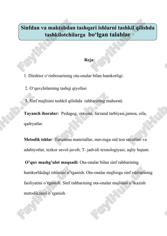 direktor o‘rinbosarining ota-onalar bilan hamkorligi — DOCX