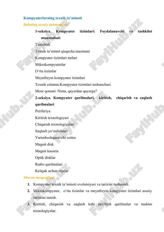 kompyuterlarning texnik ta'minoti — DOCX