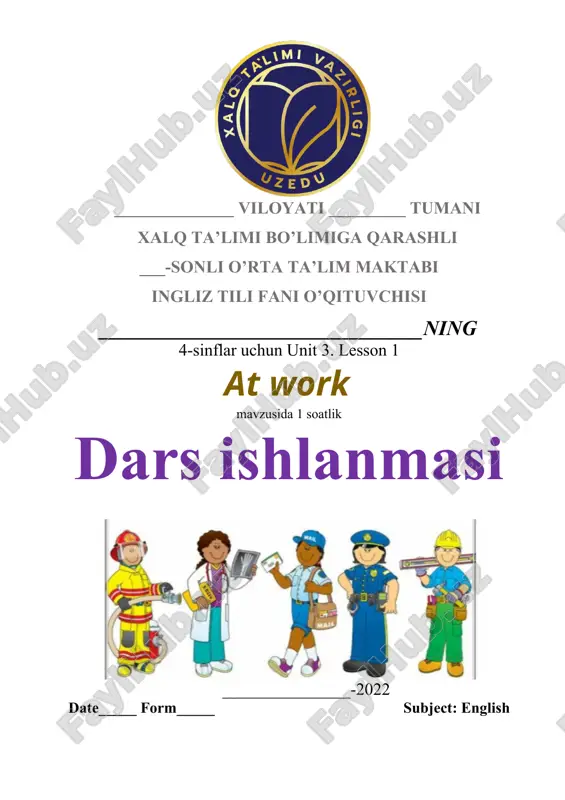 ingliz tili fani o’qituvchisi — DOCX