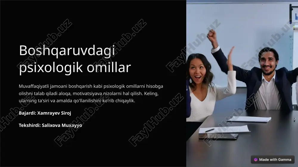 boshqaruvdagi psixologik omillar — PPTX