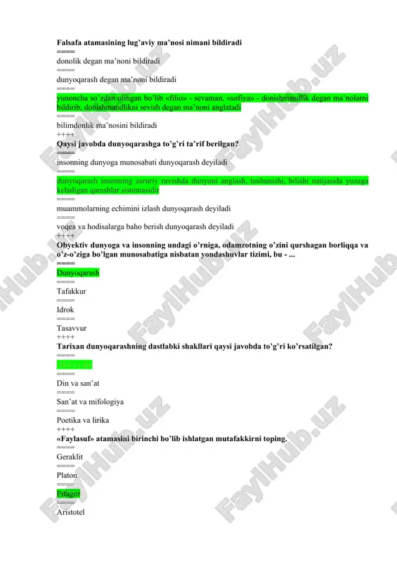 falsafa atamasining lug’aviy ma’nosi — DOCX