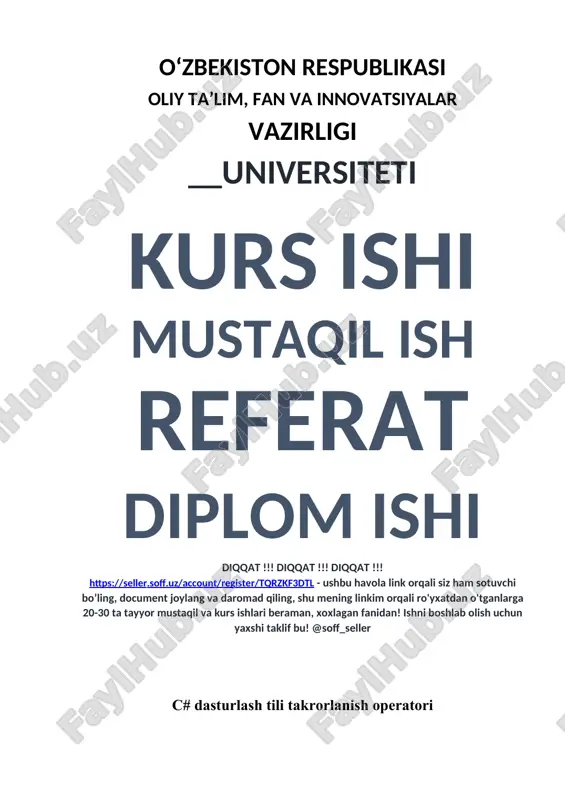 c# dasturlash tili takrorlanish operatori — DOCX